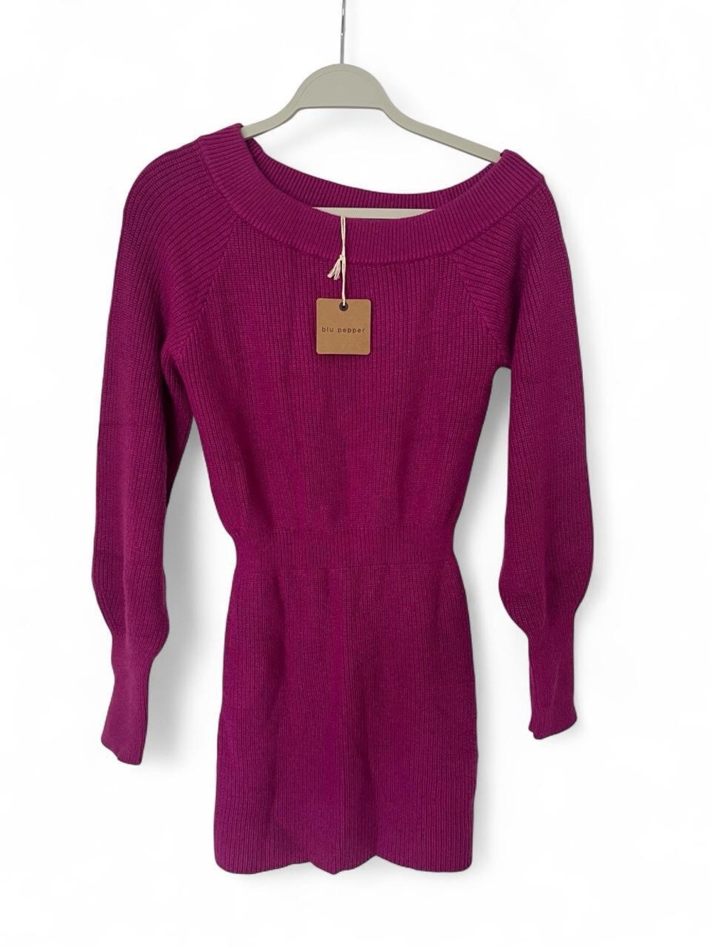Blu Pepper Fuchsia Knit Long-Sleeve Sweater Dress